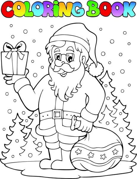 Livro Para Colorir Papai Noel Tópico Ilustração Vetorial — Vetor de Stock