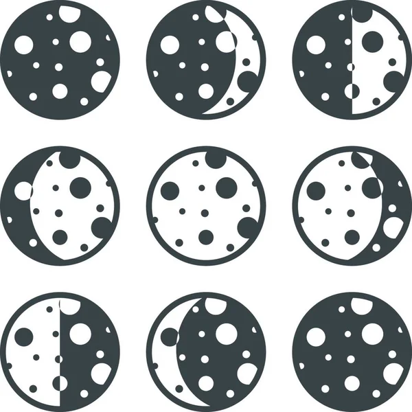 Fases Lua Ilustração Vetorial Design Simples —  Vetores de Stock