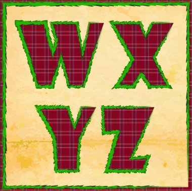 Yılbaşı harfleri wxyz vektör çizimi