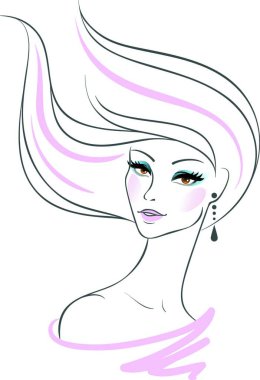 Güzel kadın, vektör çizimi basit tasarım