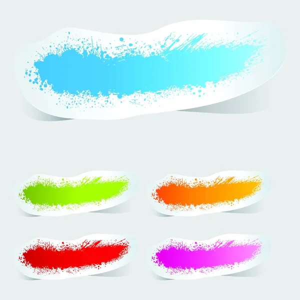 Étiquette Colorée Papier Grunge Coup Pinceau — Image vectorielle