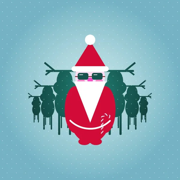 圣诞老人和他的驯鹿帮派图 — 图库矢量图片