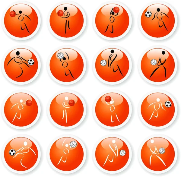 Sport Symbool Stickers Vector Illustratie Eenvoudig Ontwerp — Stockvector