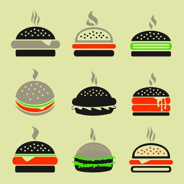 Hamburgerler Vektör Çizimi Basit Tasarım — Stok Vektör