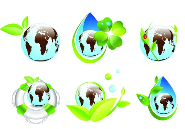 Earth Eco Designs Ilustración Vectorial — Vector de stock