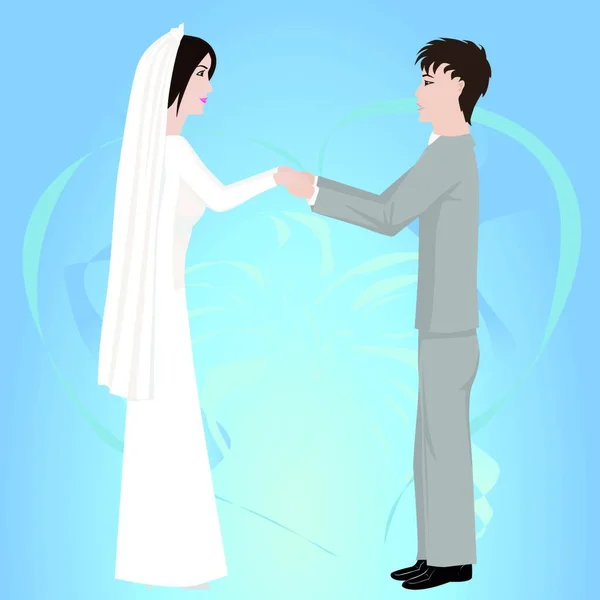 Düğün Çifti Vektör Çizimi — Stok Vektör