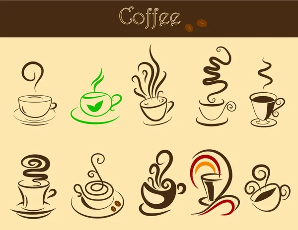 Kaffeetassen Set Einfache Vektorillustration — Stockvektor