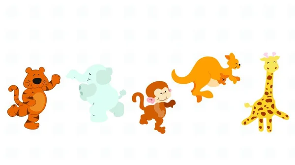 Animali Dei Cartoni Animati Illustrazione Colorata Bambini — Vettoriale Stock