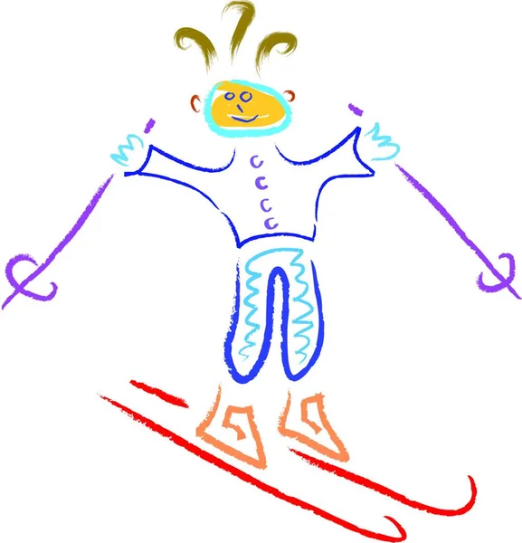 Happy Skier Graphic Vector Illustration — Stock vektor