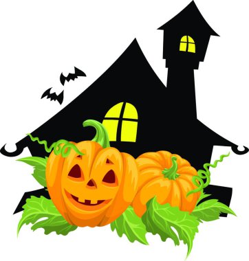 Halloween house, vektör çizim