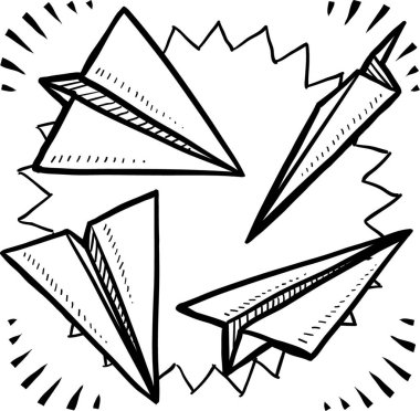 Kağıt uçak çizimi, vektör çizimi basit tasarım