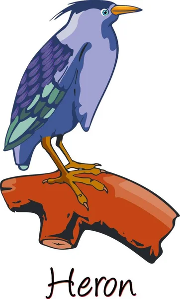 Heron Color Vector Illustration — Stock Vector