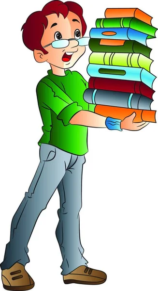 Man Carrying Books Illustration — Stock Vector
