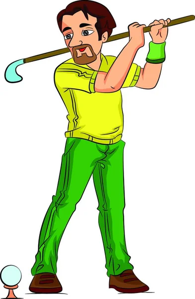 Mann Spielt Golf Illustration — Stockvektor