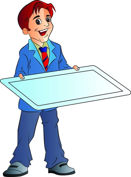 Man Holding Illustration Board Illustration — Stock Vector