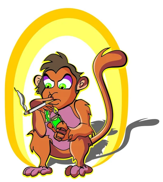 Scimmia Fumante Vettoriale Illustrazione — Vettoriale Stock