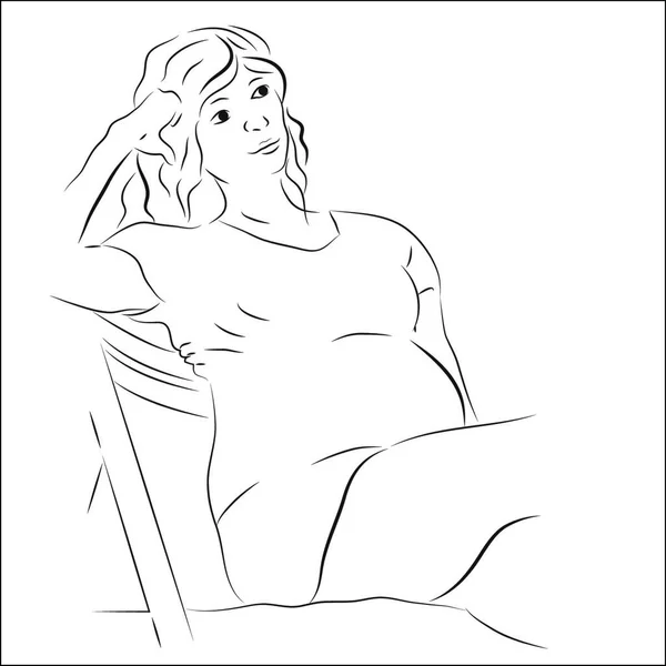 Mujer Embarazada Sentada Silla — Vector de stock