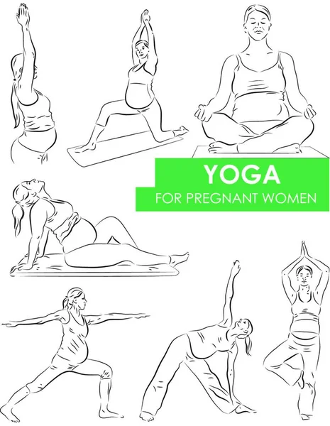 Yoga Pregnant Vector Illustration Simple Design — Stock Vector