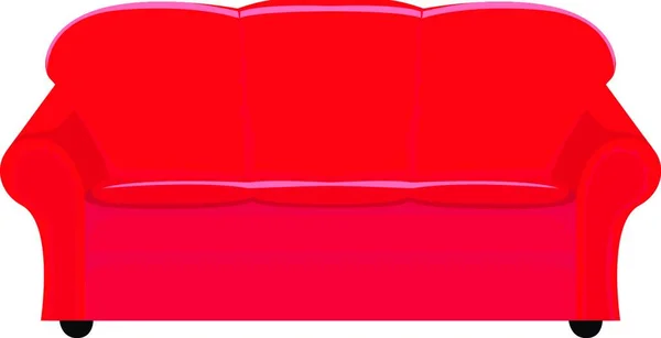 Rote Couch Vektorillustration Einfaches Design — Stockvektor