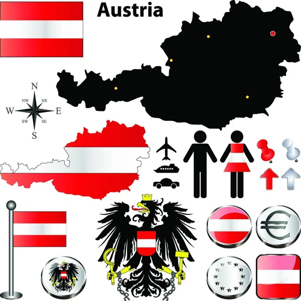 Αυστρία Χάρτη Διανυσματική Απεικόνιση Απλό Σχέδιο — Διανυσματικό Αρχείο