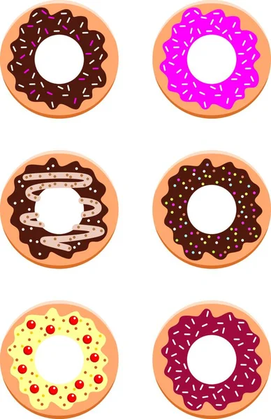 Donuts Set Vektorillustration Einfaches Design — Stockvektor