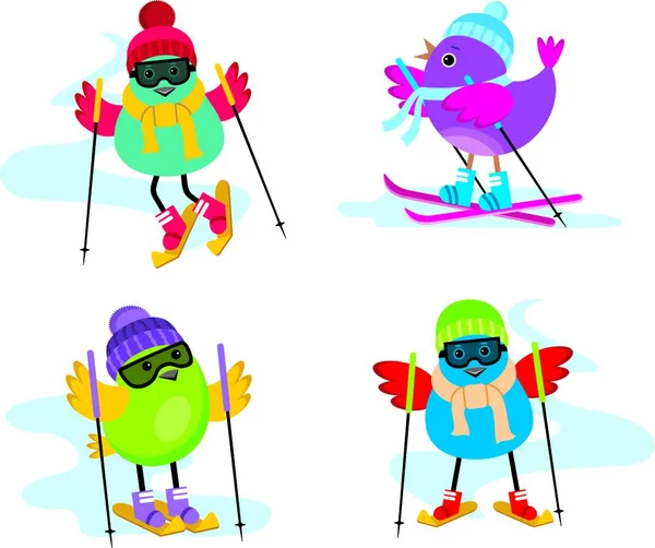 Kayak Kuşları Vektör Çizimi Basit Tasarım — Stok Vektör