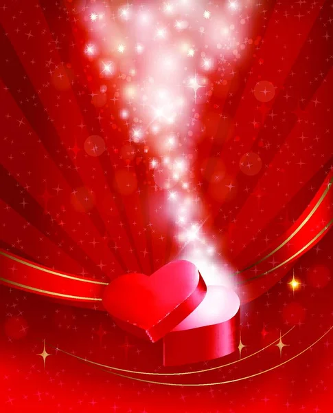 Valentinstag Hintergrund Mit Offener Roter Geschenkbox — Stockvektor