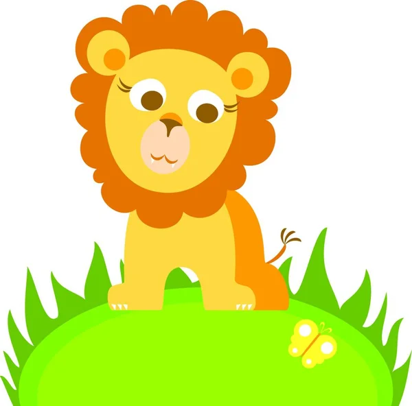 Cute Lion Vector Illustration Simple Design — Stock Vector