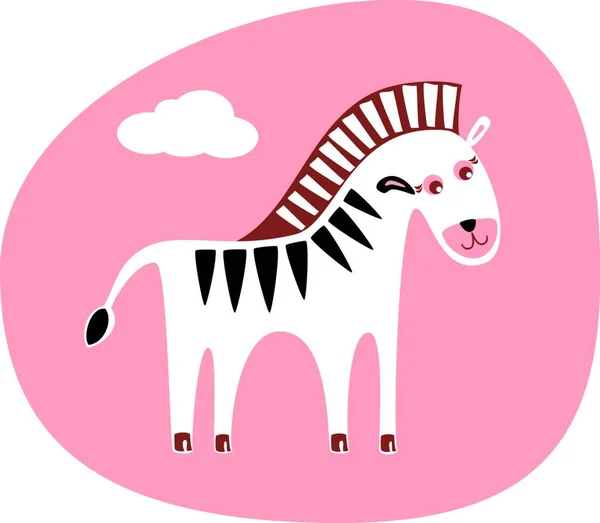 Şirin Zebra Vektör Çizimi Basit Tasarım — Stok Vektör