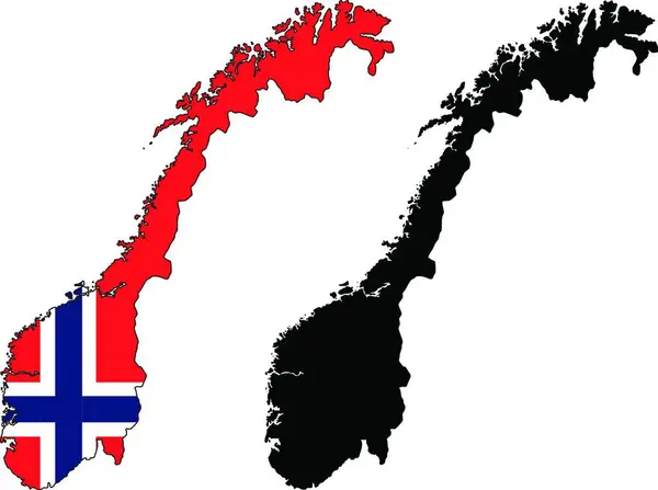 Noruega Mapa Vector Ilustración Diseño Simple — Vector de stock