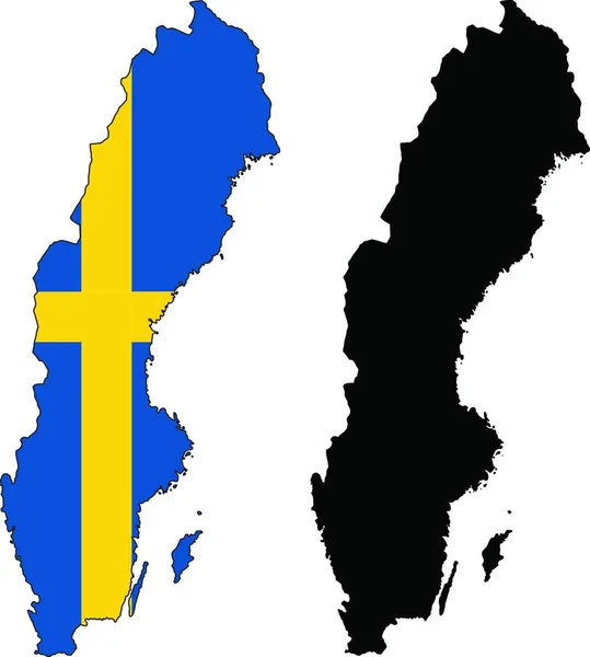 Svezia Mappa Illustrazione Vettoriale Design Semplice — Vettoriale Stock