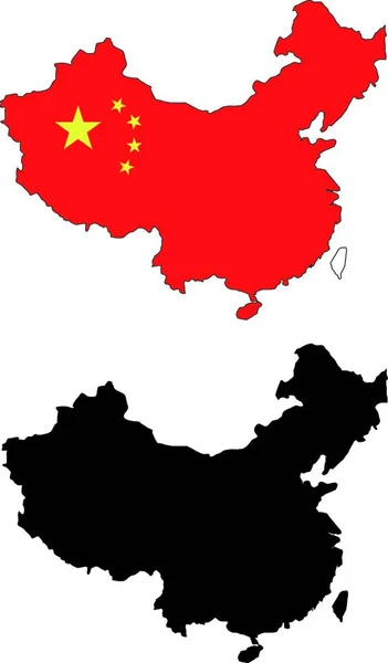 Chiny Mapa Wektor Ilustracja Prosty Projekt — Wektor stockowy