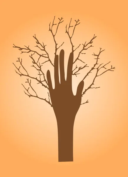 Träd Hand Vektor Illustration Enkel Design — Stock vektor