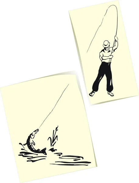 Fisherman Pike Flat Icon Vector Illustration — Stok Vektör