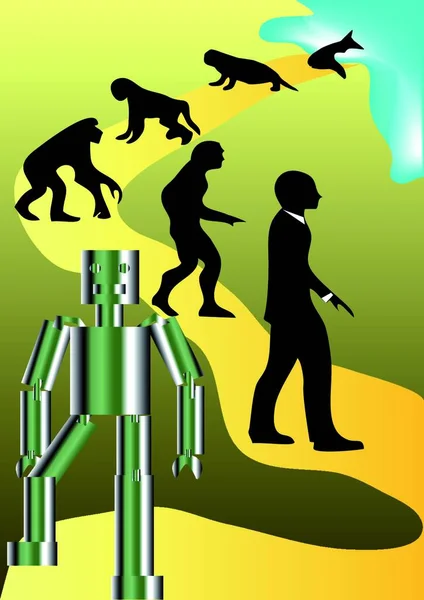 Neue Runde Der Menschlichen Evolution Vektorillustration Einfaches Design — Stockvektor