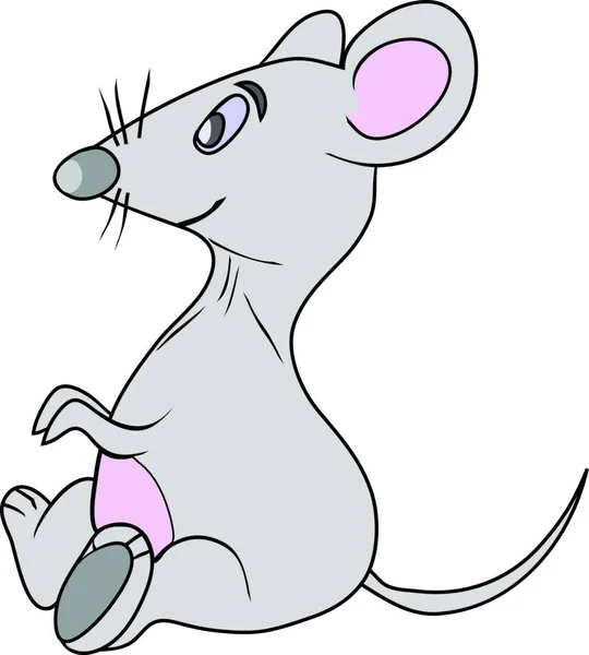 Grey Mouse Vector Illustration Simple Design — Stock Vector