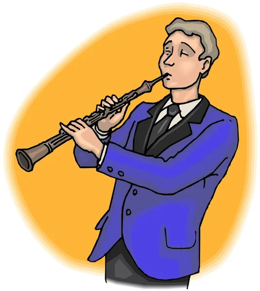 Flutist Playing Flute Modern Vector Illustration — Stock Vector