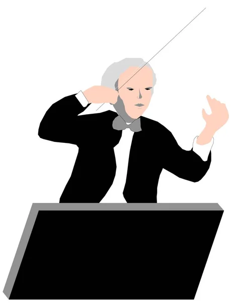 Uomo Direttore Orchestra Moderna Illustrazione Vettoriale — Vettoriale Stock