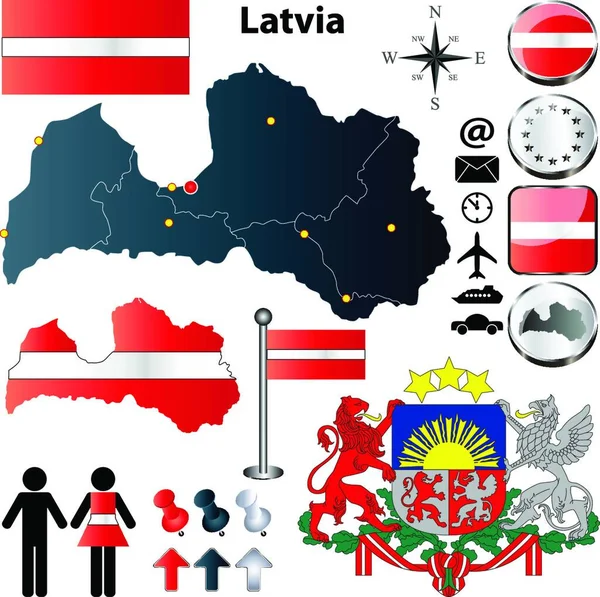 Letônia Mapa Ícone Para Web Ilustração Vetorial — Vetor de Stock