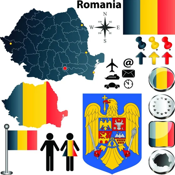 Roménia Mapa Web Simples Ilustração — Vetor de Stock