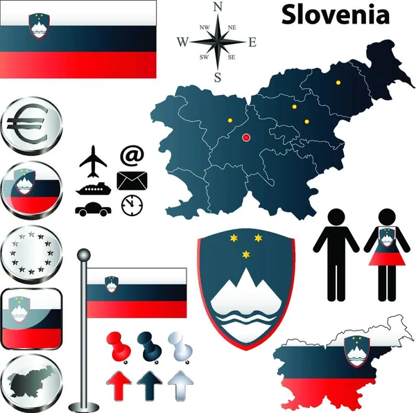 Eslovénia Mapa Ícone Para Web Ilustração Vetorial — Vetor de Stock