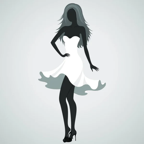 Silhouette Turning Dancer Girl — Stock Vector