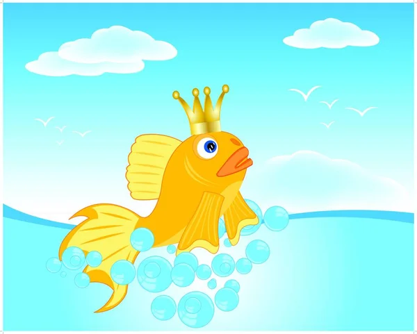 Goldfish Seaborne Colorful Vector Illustration — Stock Vector