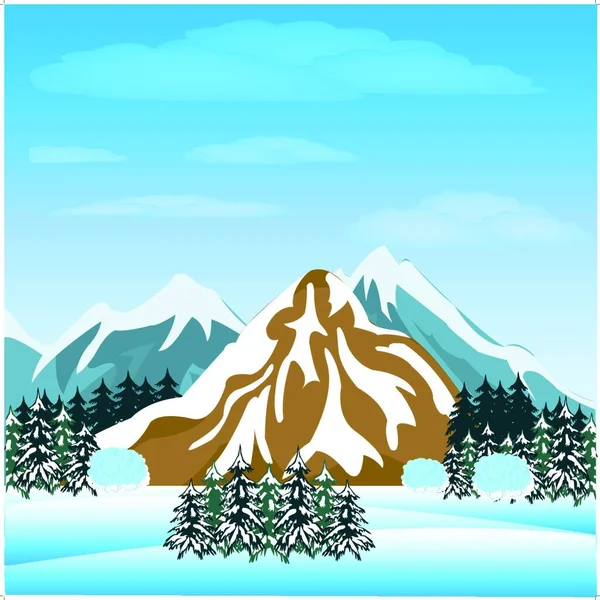 Winter Mountain Modern Vector Illustration — Stock Vector