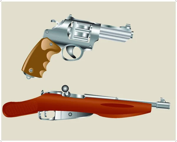 Revolver Und Kante Des Gewehrs — Stockvektor