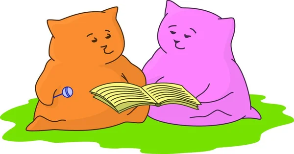 漫画動物は本を読む — ストックベクタ
