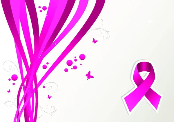 Kesadaran Akan Kanker Payudara Merah Muda Ilustrasi Vektor Sederhana - Stok Vektor