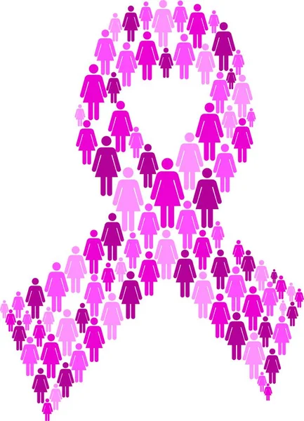 Wanita Dalam Kesadaran Kanker Payudara Pita - Stok Vektor