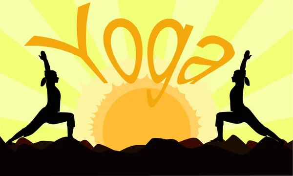 Yoga Sunset Vector Illustration — Stock Vector