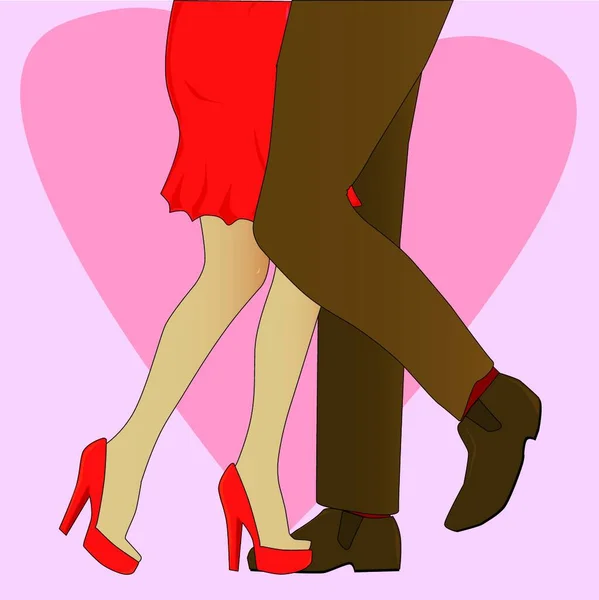 Couple Romantic Dancing Graphic Vector Illustration — Stock Vector